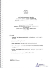 Seleksi Tingkat Kabupaten/Kota OSN 20101 Bidang Ilmu Kebumian Calon Peserta IESO 2012